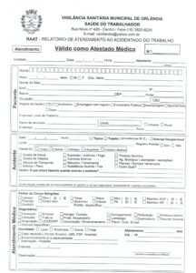 RAAT - Relatório de Atendimento ao Acidente de Trabalho 3 vias